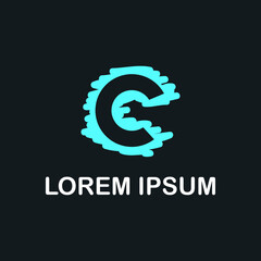 Obraz premium Letter C logo glitch