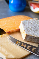 3 kinds of cheese , knife with inscription