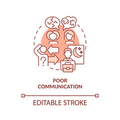 Poor communication red concept icon. Coworkers miscommunication. Toxic workplace abstract idea thin line illustration. Isolated outline drawing. Editable stroke. Arial, Myriad Pro-Bold fonts used