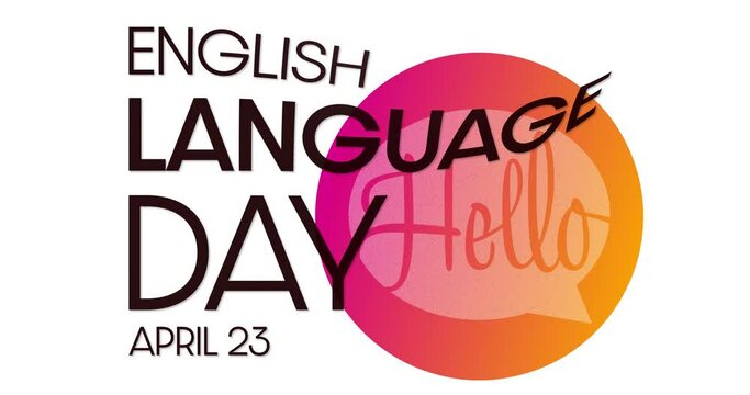 English Language Day. April 23. Motion design holiday animation footage.