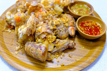Stir Fried crayfish or mantis shrimps with garlic and seafood sauce