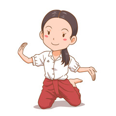 Cartoon character of Thai dance student.