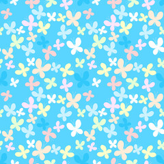 Blue seamless pattern with color butterfly.