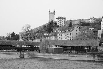 Spreuer Bridge, historic timber bridge in Lucerne.