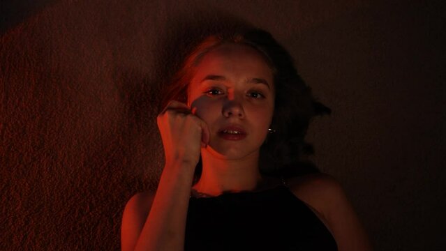 Close up of a young and seductive teenage girl