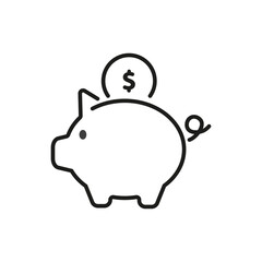 Piggy bank simple outline icon. Vector line illustration for graphic UX, UI design, mobile app.