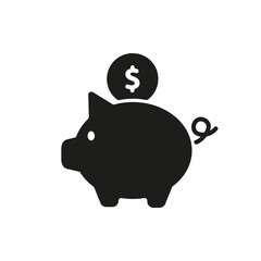 A simple Piggy bank silhouette. Flat vector illustration for graphic UX, UI design, mobile app.