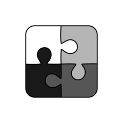Puzzle simple outline icon. Vector line illustration for graphic UX, UI design, mobile app.