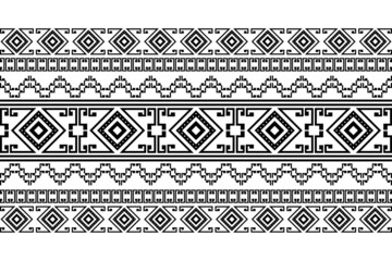 Geometric ethnic oriental seamless pattern traditional Design for background,carpet,wallpaper.clothing,wrapping,Batik fabric,Vector illustration.embroidery style - Sadu, sadou, sadow or sado - obrazy, fototapety, plakaty