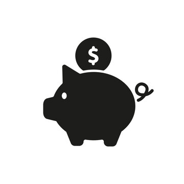 recommend clip art: A simple Piggy bank silhouette. Flat vector illustration for graphic UX, UI design, mobile app.