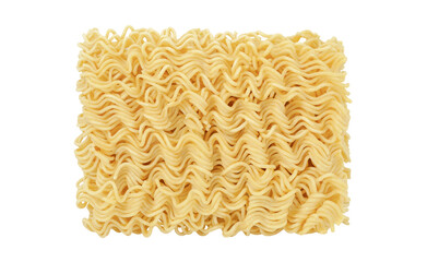 Noodles instant, raw, not cooked, briquette, isolated on white background with clipping path.
