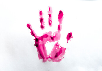 pinker Handabdruck mit Farbe 