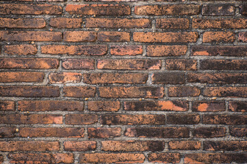 Naklejka premium Old red brown brick wall texture background.