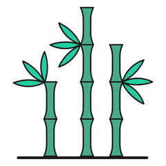 Three bamboo sprouts color ecological icon isolated