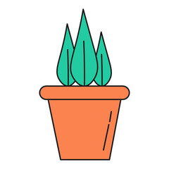 Flower pot with home plant color ecological icon