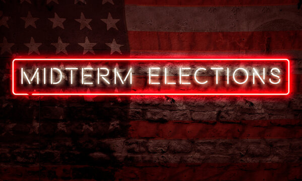 Midterm Elections American Politics Neon Sign Conceptual Graphic