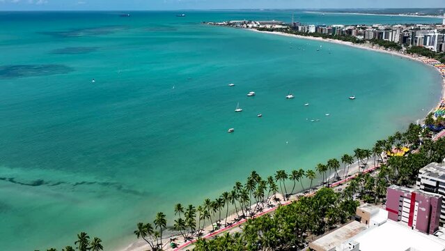 Town of Maceio Alagoas Brazil. Landmark beach at Northeast Brazil. Tropical Travel. Vacations destinations. Tourism landmark.