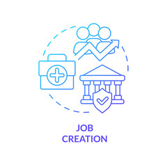 Job creation blue gradient concept icon. Development strategy. Heritage conservation policy abstract idea thin line illustration. Isolated outline drawing. Myriad Pro-Bold font used