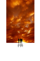 three firends in silhouette framed