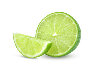 slice lime isolated on white background full depth of field