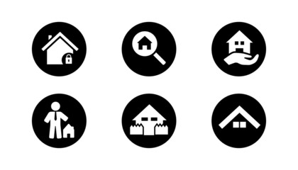 Set of vector with house icon on simple white background.