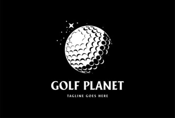 Vintage Retro Golf Ball Planet Globe World for Sport Club Competition Logo Design Vector