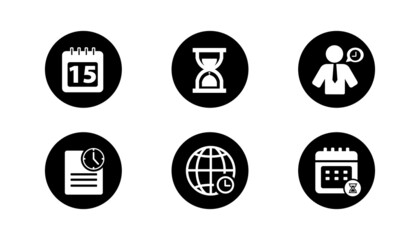 Set of vector with time icon on simple white background.
