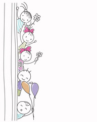 cute childrens drawn with frame and copy space
