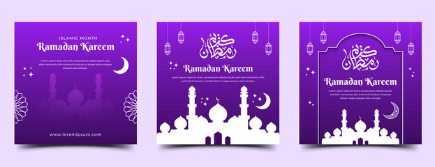Set of Ramadan Kareem social media post template