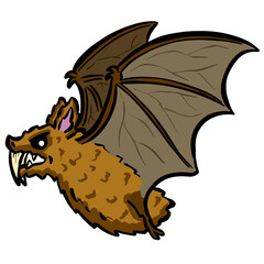 Cartoon Vampire Bat With Fangs Flying Illustration for Halloween