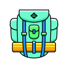 Backpacking for Explore and expedition vector icon. Hiking with backpack.
