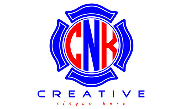 CNK three letters circle monogram initial geometric curves logo design, vector