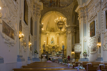 Interior of San Giuseppe Church at IX Aprile Square in Taormina, Sicily, Italy 