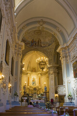 Fototapeta na wymiar Interior of San Giuseppe Church at IX Aprile Square in Taormina, Sicily, Italy 