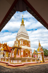 Fototapeta premium Pagoda of Wat Phra That Renu in renu nakhon Dridtrict, Nakhon Phanom Province,Thailand