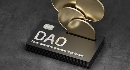 DAO decentralized autonomous organization fintech technology banking	
 - obrazy, fototapety, plakaty