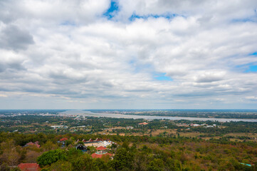 Fototapeta na wymiar Landscape view over Mukdahan community town Mukdahan province,Thailand.