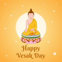 Happy Vesak day greeting Buddha purnima vector illustration banner graduation
