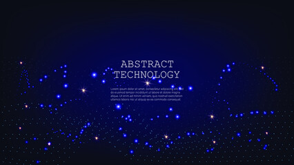 Cryptocurrency fintech network blockchain and programming concept. Science background. onnecting dots . Big data visualization and Business .Vector illustration. music wave