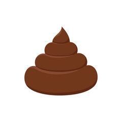 Poop excrement cartoon vector icon isolated on white background. Brown heap of shit emoji. Flat design vector clip art baby poo illustration.