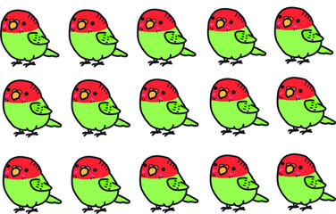Obraz premium set of red green birds