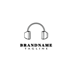 Obraz premium headset logo cartoon icon design template black isolated vector illustration