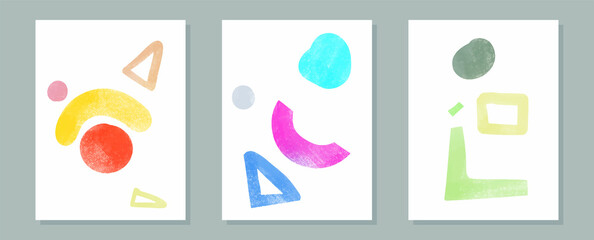 Abstract vector watercolor shapes in different colors. Creative color doodle art header set with different shapes and textures. Collage. vector illustration