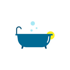 Bathtub with faucet flat element design, Vector and Illustration.
