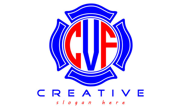 three letters  CVF circle monogram initial geometric curves logo design