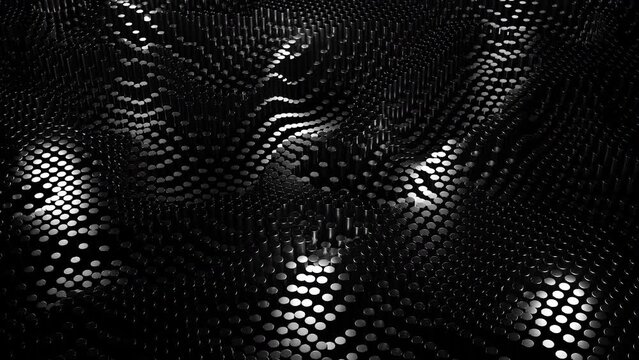 Black and white background.Design.Black and white round small circles in abstraction move and flash in different colors.Changing black to white.