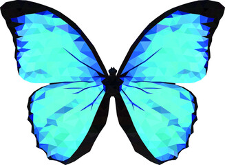 Blue butterfly, polygonal art, butterflies, triangles, blue