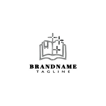 holy bible logo cartoon icon design template black isolated vector