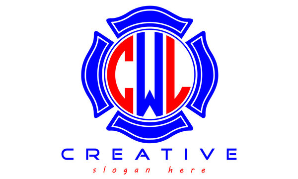 CWL three letters circle monogram initial geometric curves logo design, vector template