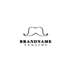 cute mustache cartoon logo icon design template black vector illustration